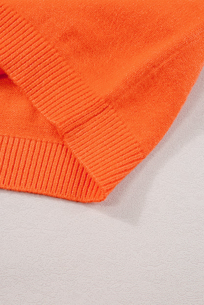 Carrot color block knitted sweater with flutter sleeves