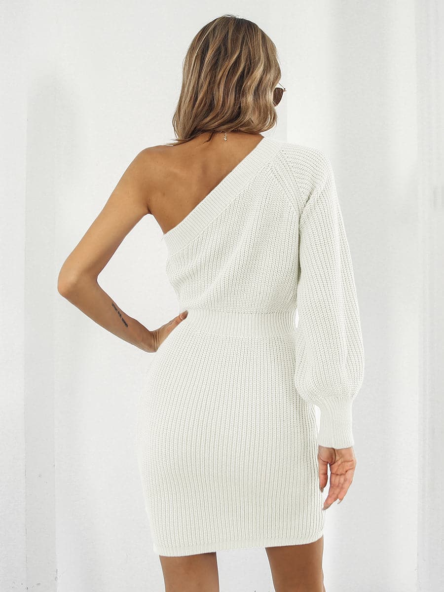 One-Shoulder Mini Sweater Dress.