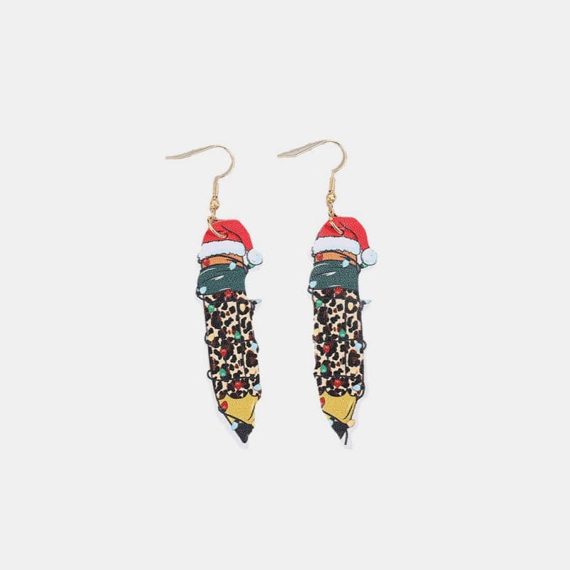 PU Leather Alloy Pencil Earrings.