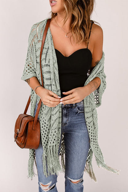 Fringe open front cardigan