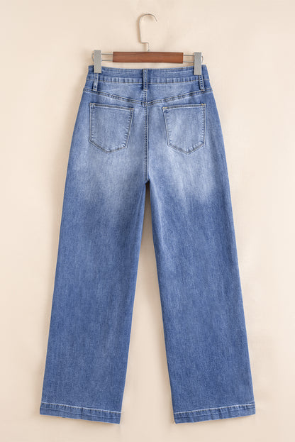 Beau Blue Tailored Center Seam Straight Loose Highrise Jeans
