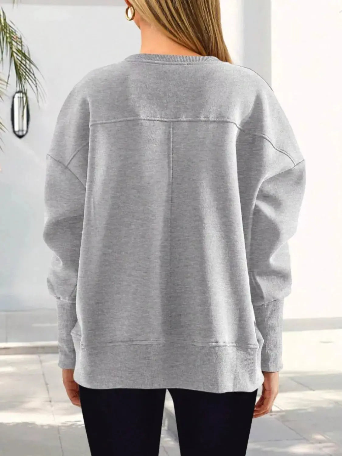 Casual Loose Side Slit Sweatshirt Simply Love