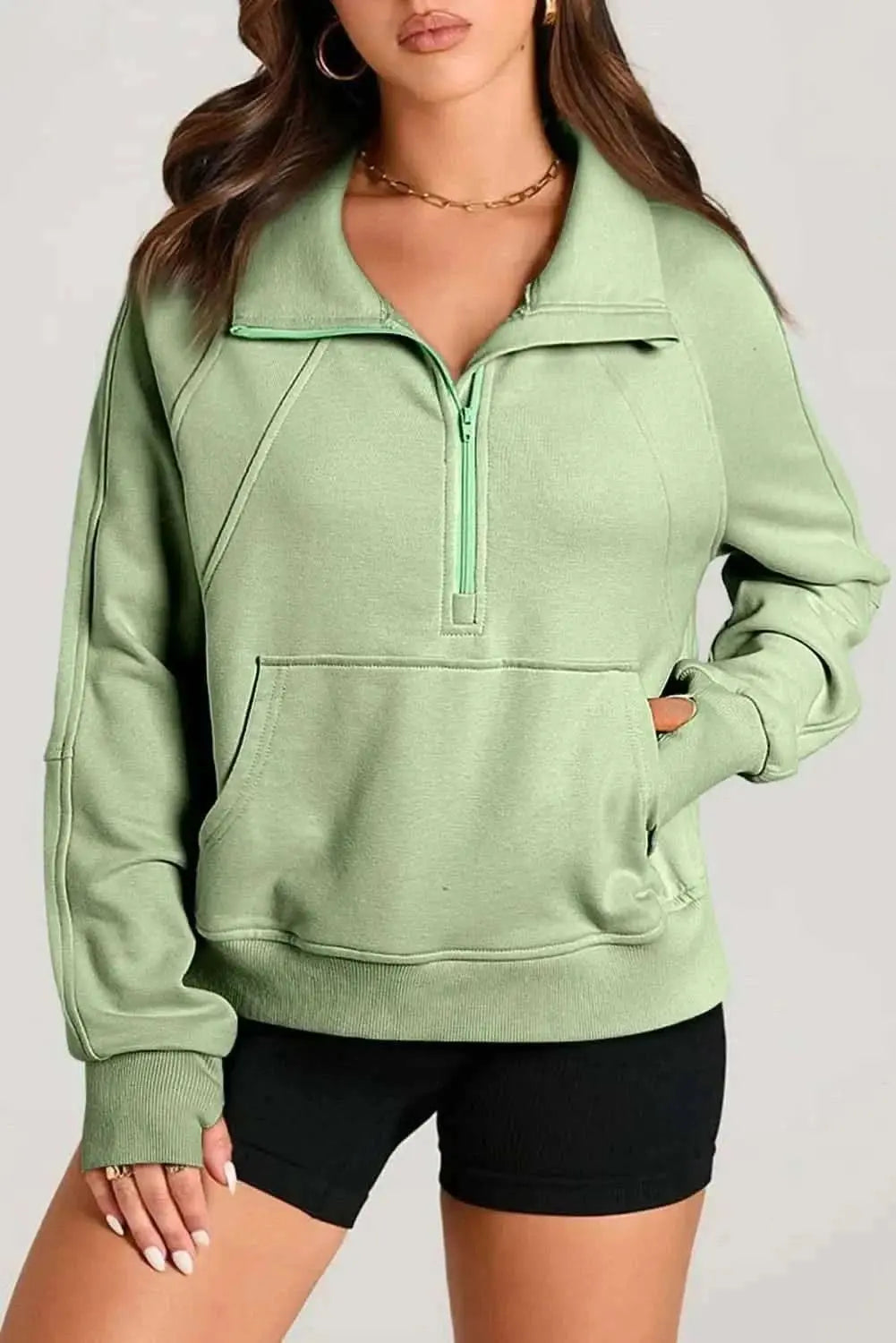 Half Zip Long Sleeve Sweatshirt - Love Salve 