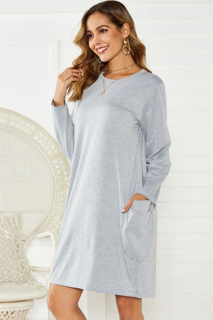 Cozy long sleeve pocket dress