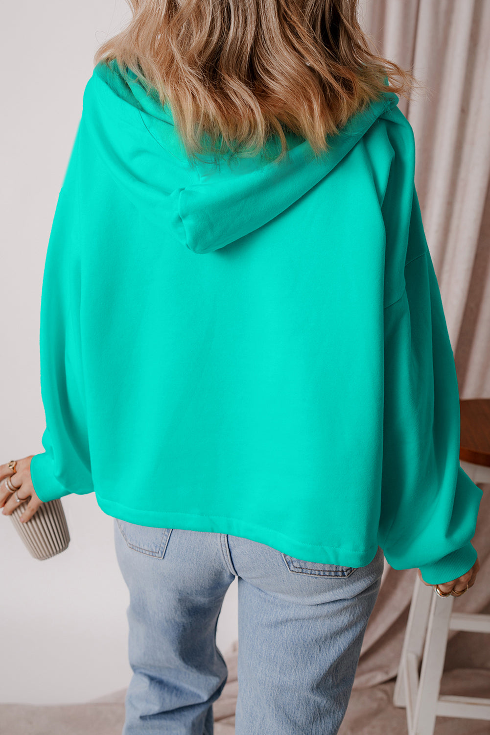 Kate Fleece Lined Half Zipper Hoodie with Kangaroo Pockets - Love Salve 