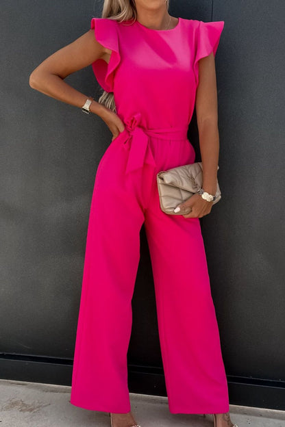 Power Move Ruffle-Sleeve Jumpsuit