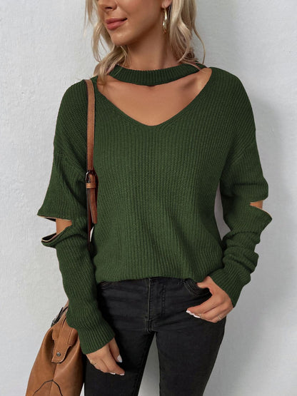 Cutout Zip Detail Sweater.