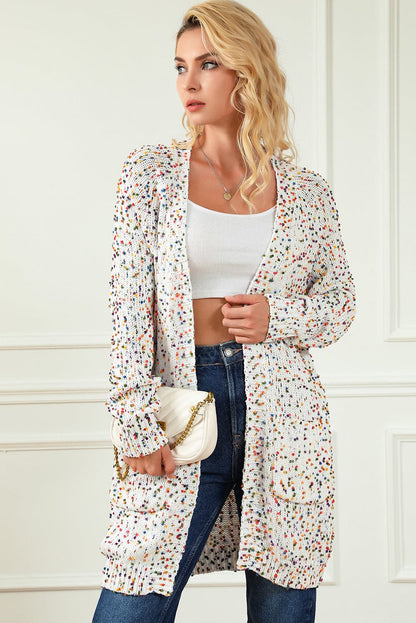 Heathered Open Front Long Sleeve Cardigan.