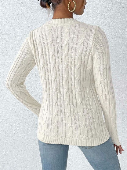 Cozy cable-knit heart sweater with long sleeves