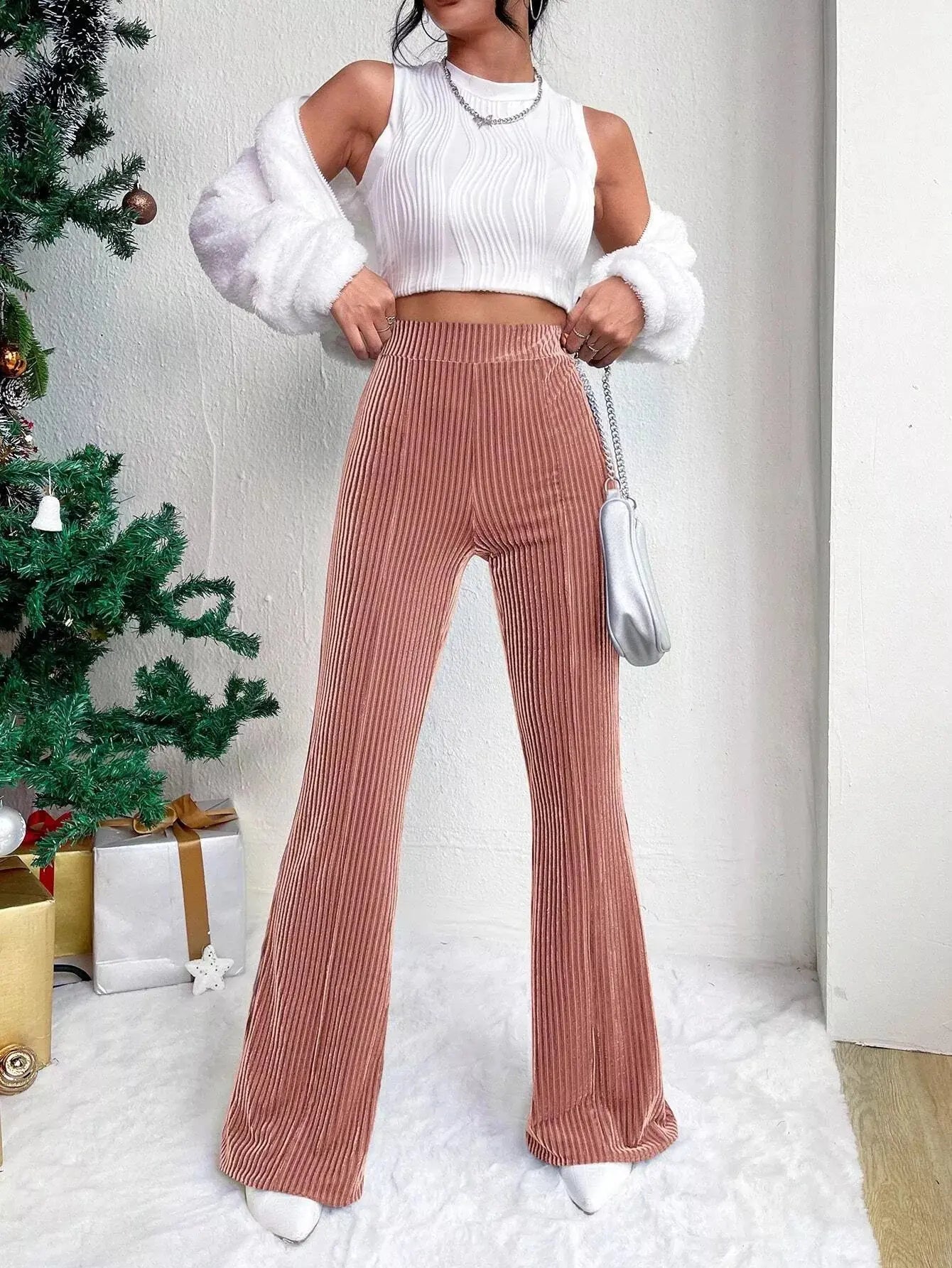 Corduroy High Waist Flare Pants Simply Love