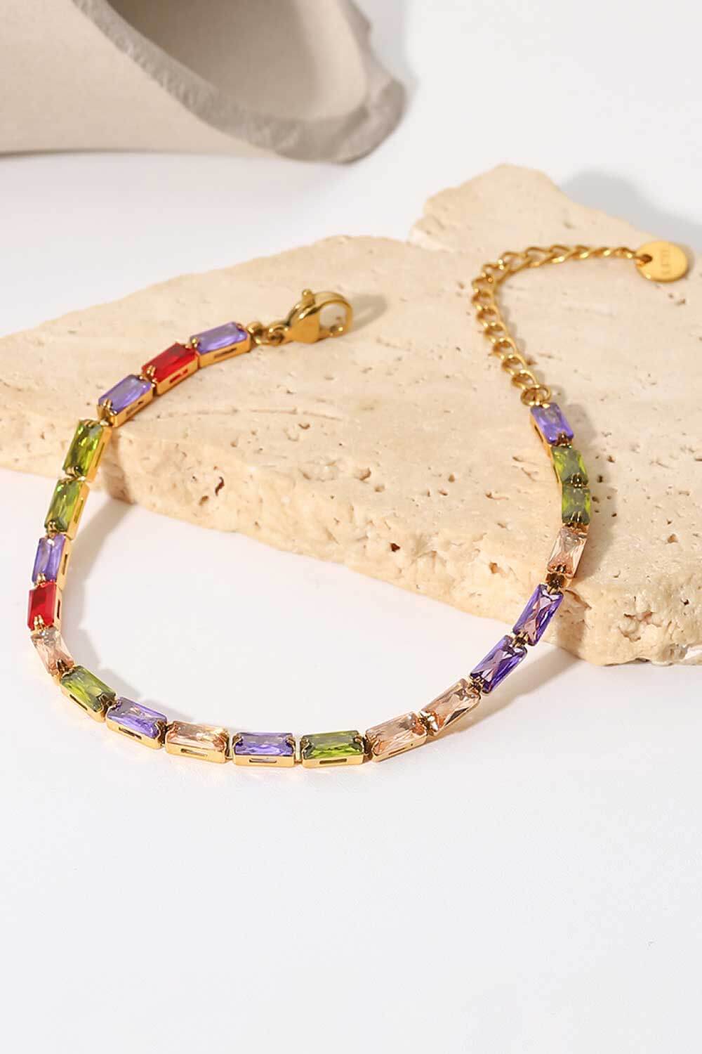 18K Gold Plated Multicolored Cubic Zirconia Bracelet.