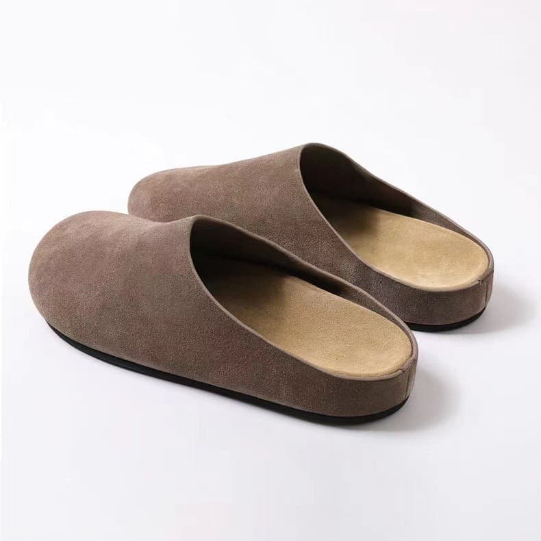 Suede slip-on flats with a round toe design