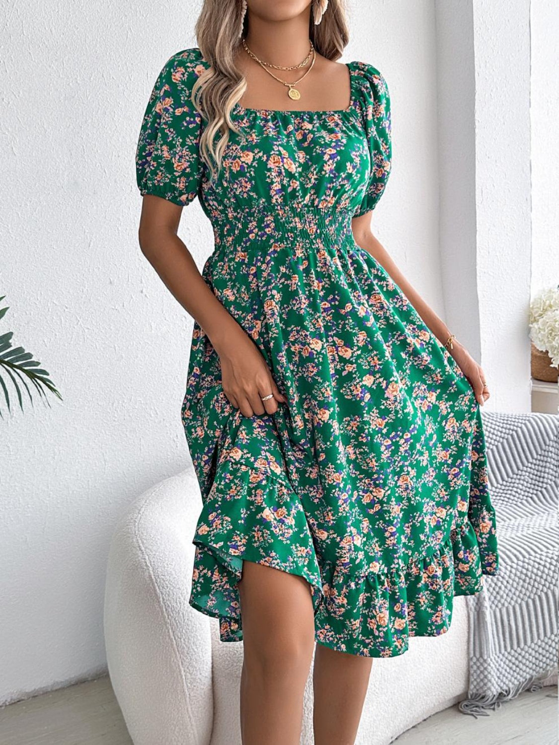 Bloom Babe Smocked Midi Dress Coco’s Tee Boutique