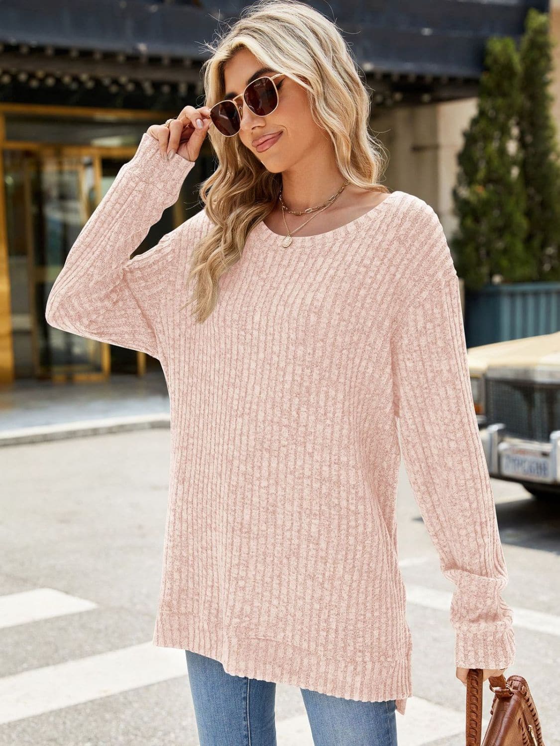 Round Neck Long Sleeve T-Shirt.