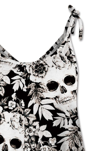 Skull print scoop neck cami