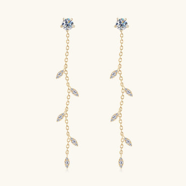 1.38 Carat Moissanite 925 Sterling Silver Leaf Earrings.