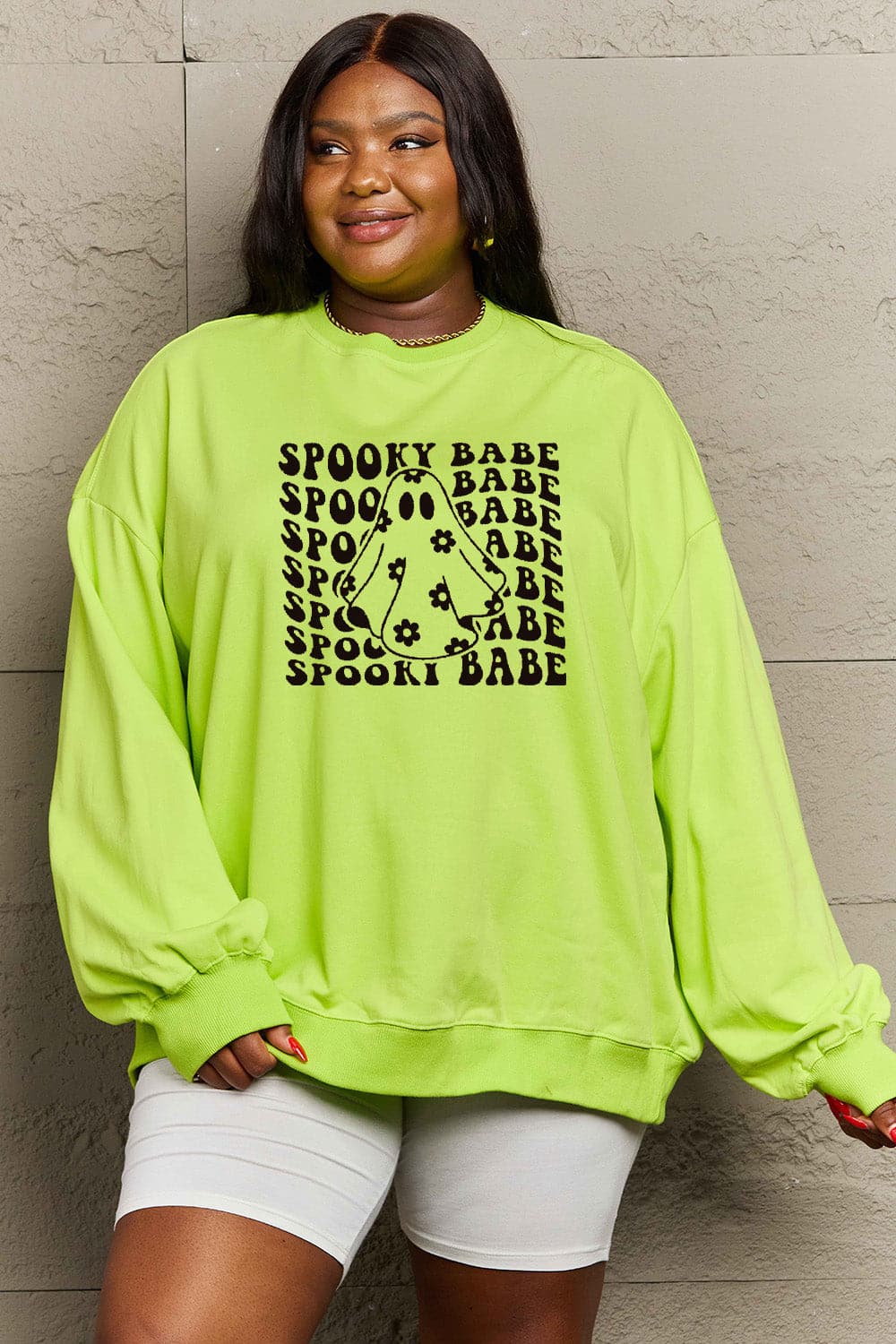 Simply Love Full Size SPOOKY BABE Graphic Sweatshirt.