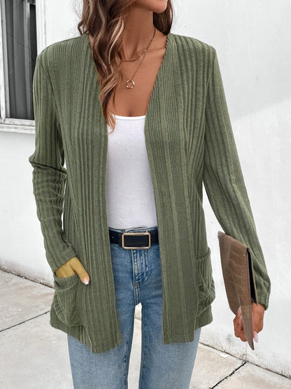 Cozy long sleeve cardigan with pockets