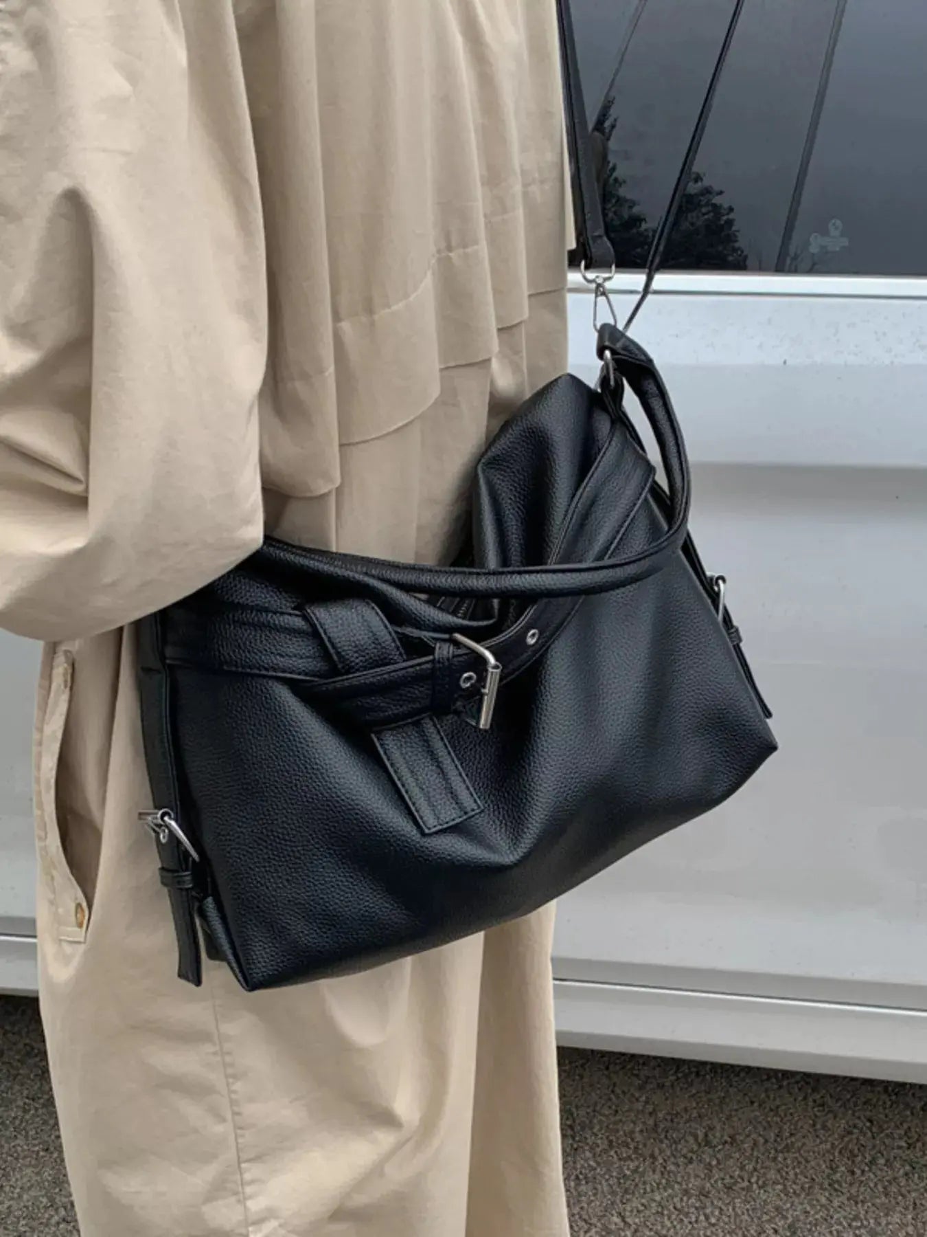 Decor Buckle Leather Shoulder Bag Simply Love