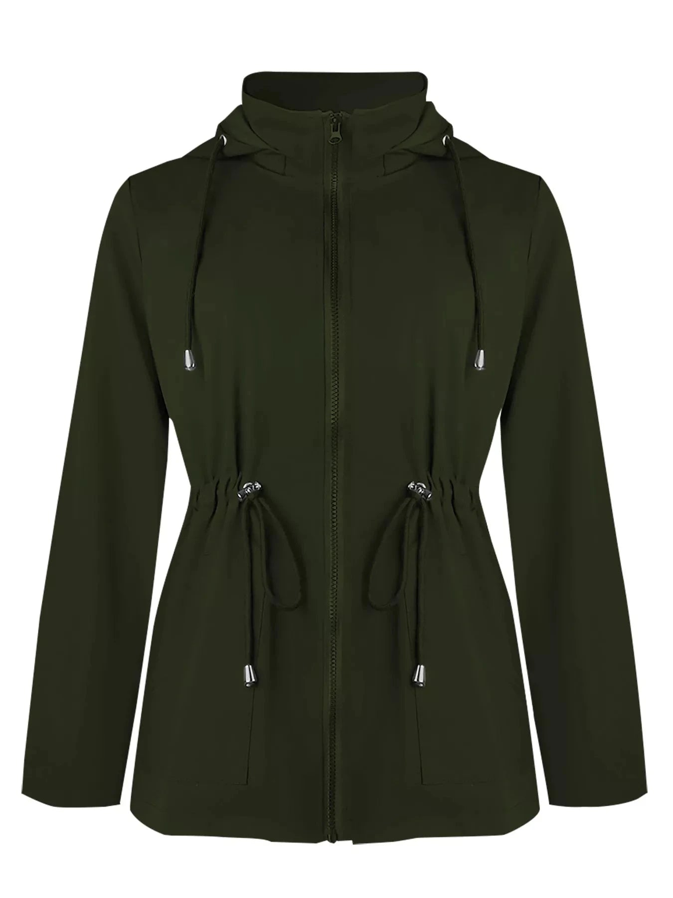 Zip Up Waterproof Hooded Outerwear With Pockets And Drawstring Simply Love