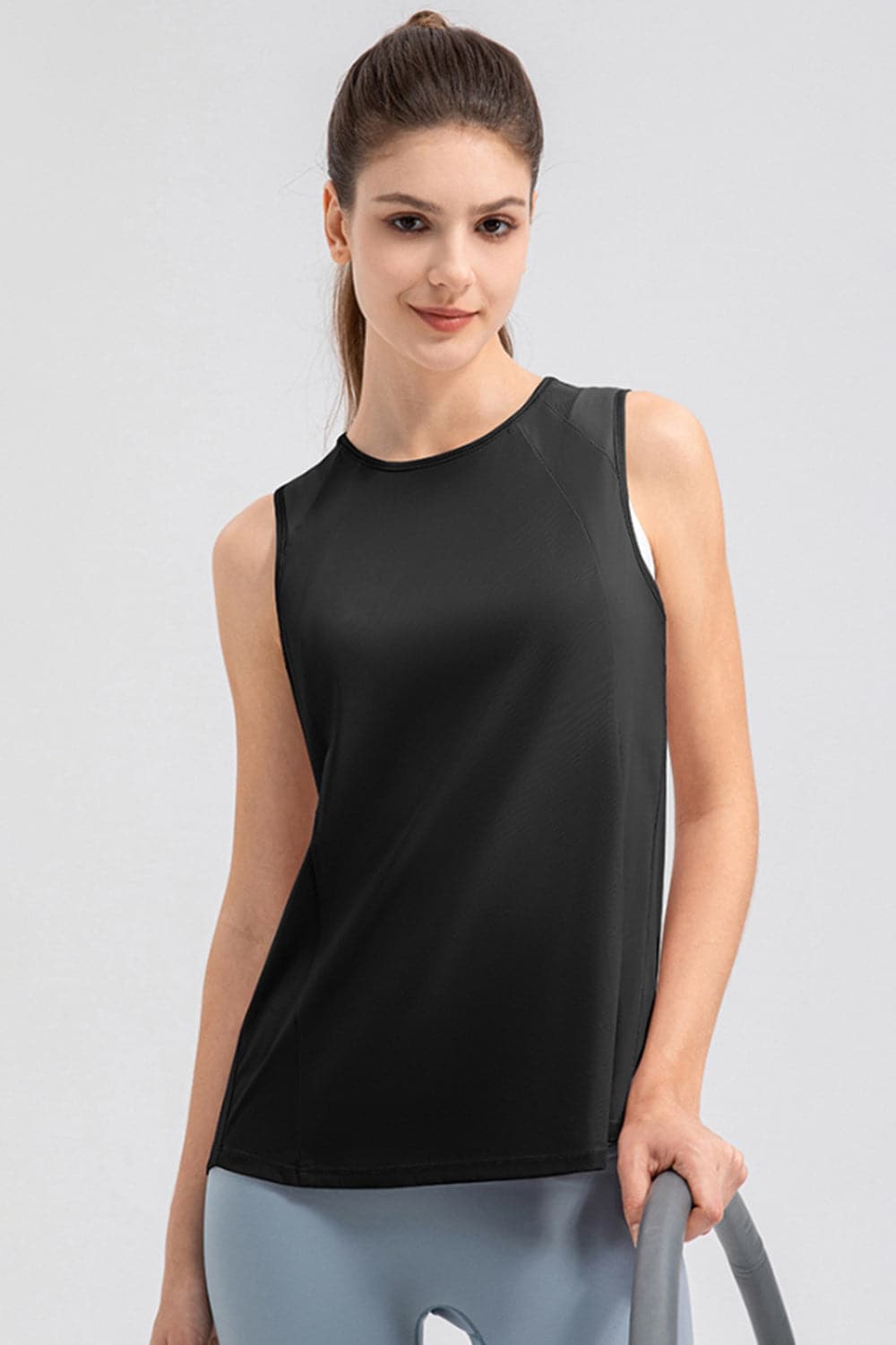 Round Neck Wide strap Active Tank.