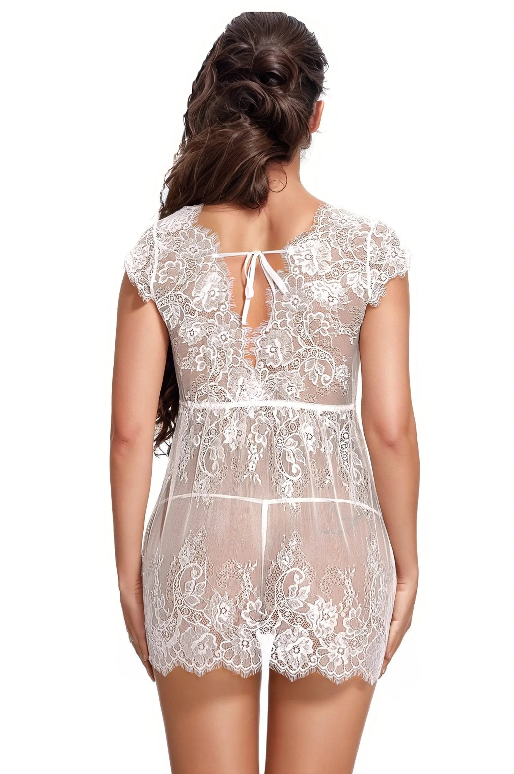 Lacy Cap Sleeve Babydoll 3wishes.com