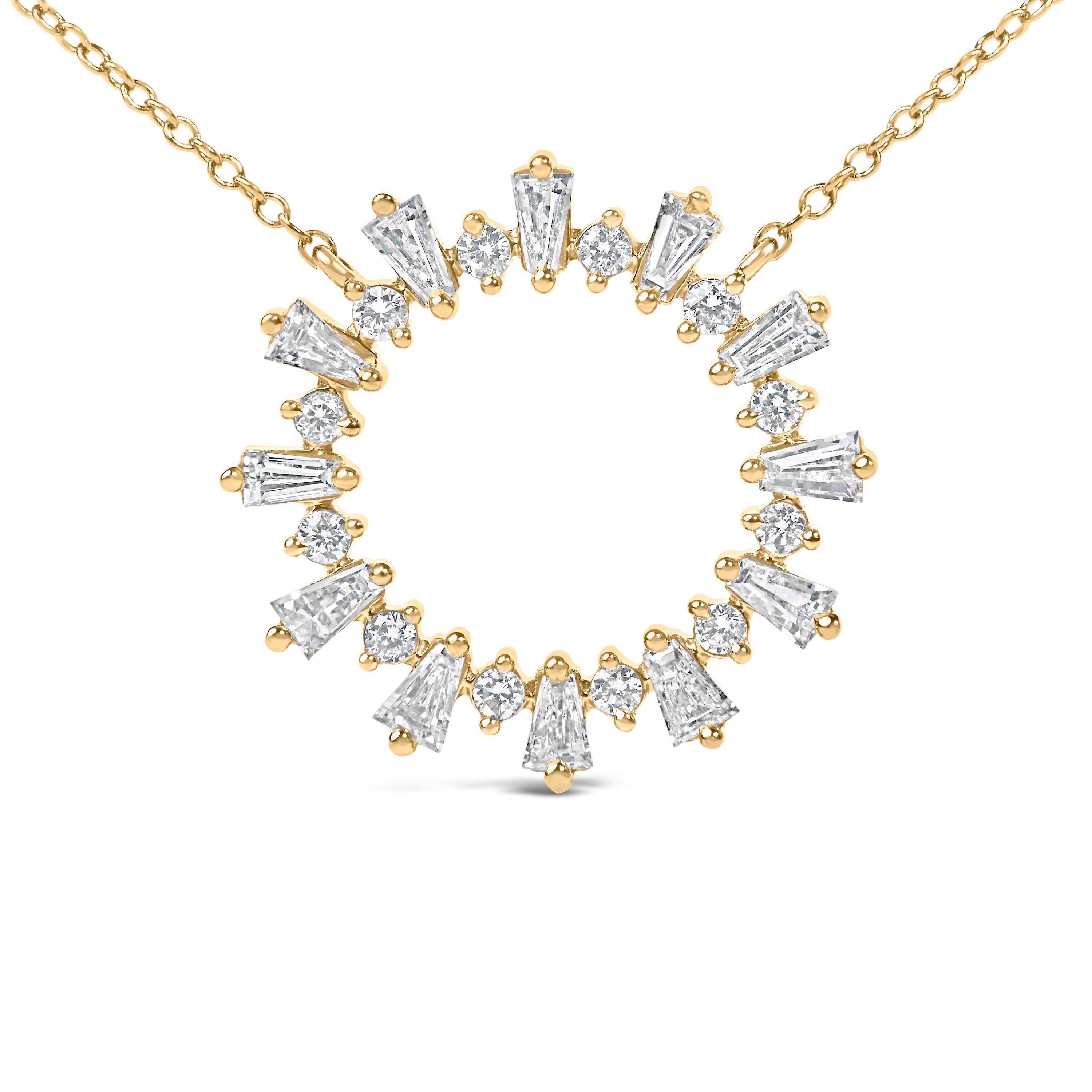 14K Yellow Gold Plated Sterling Silver 3/4 Cttw Diamond Starburst Pendant Necklace