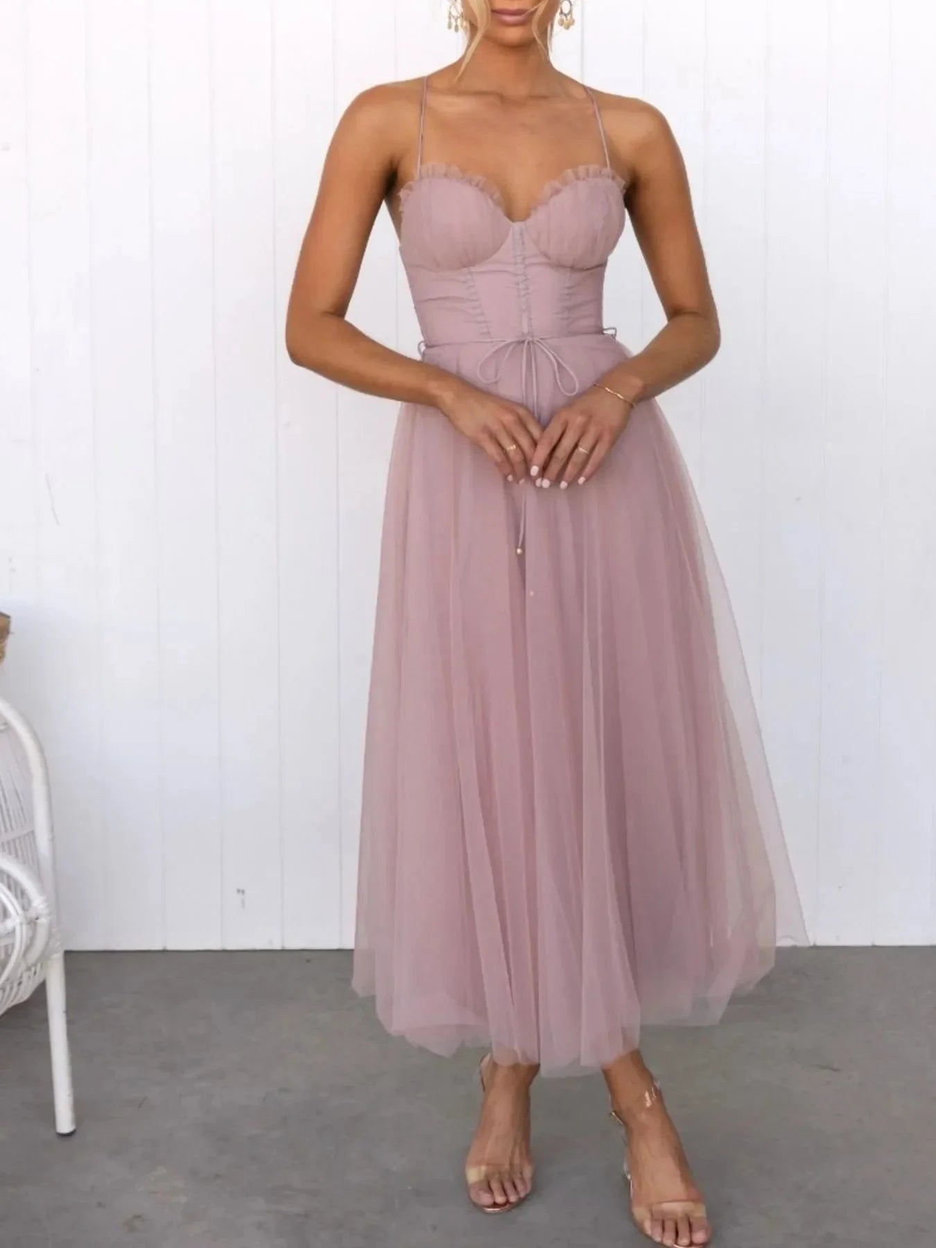Sweetheart Neck Tulle Midi Dress Coco’s Tee Boutique