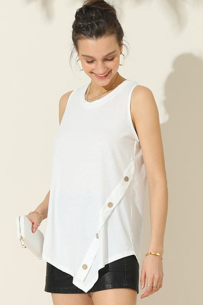 Ninexis Round Neck Button Side Tank.