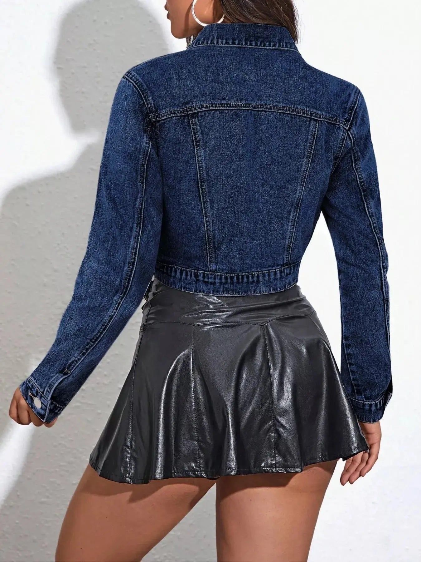 Cropped Button Up Denim Jacket Simply Love