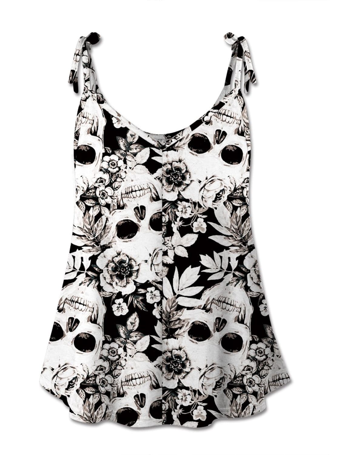 Skull print scoop neck cami