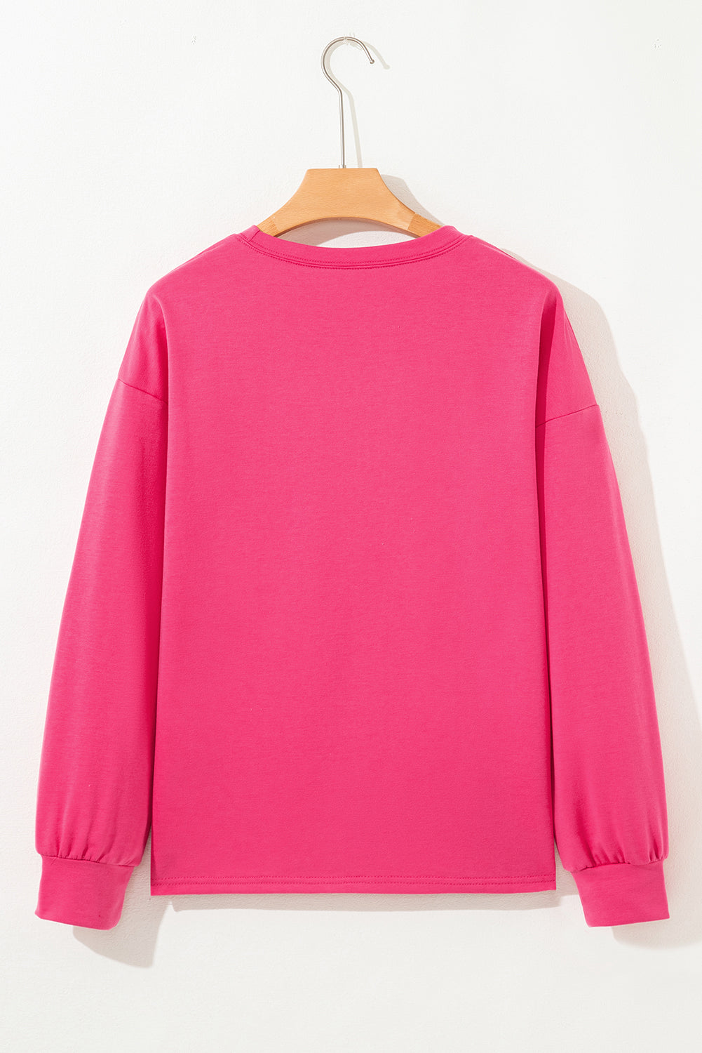 Strawberry Pink Floral Patchwork Hemline Round Neck Top