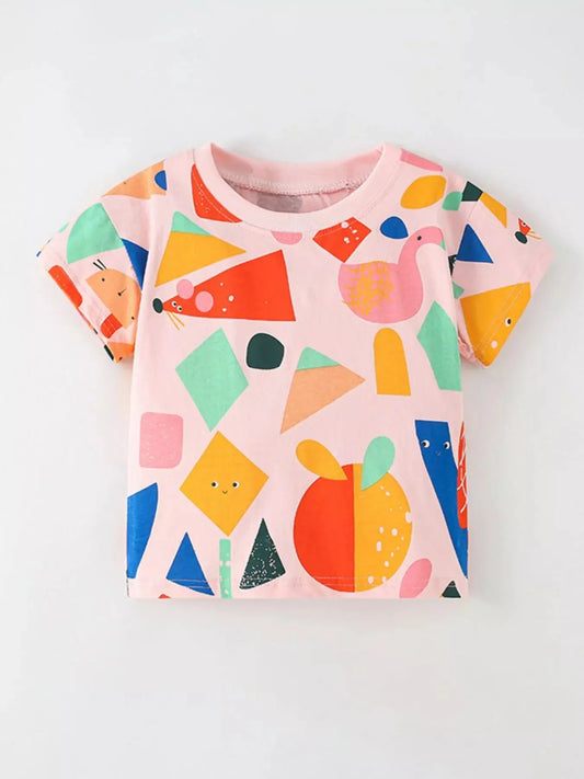 Children's Geometric Print Short Sleeve T-Shirt Simply Love