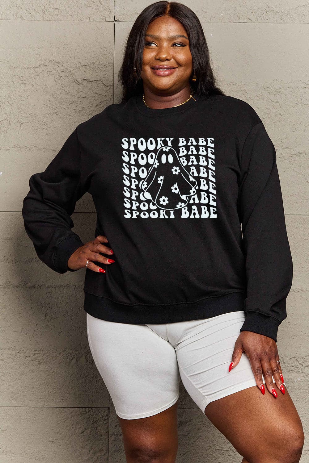 Simply Love Full Size SPOOKY BABE Graphic Sweatshirt.