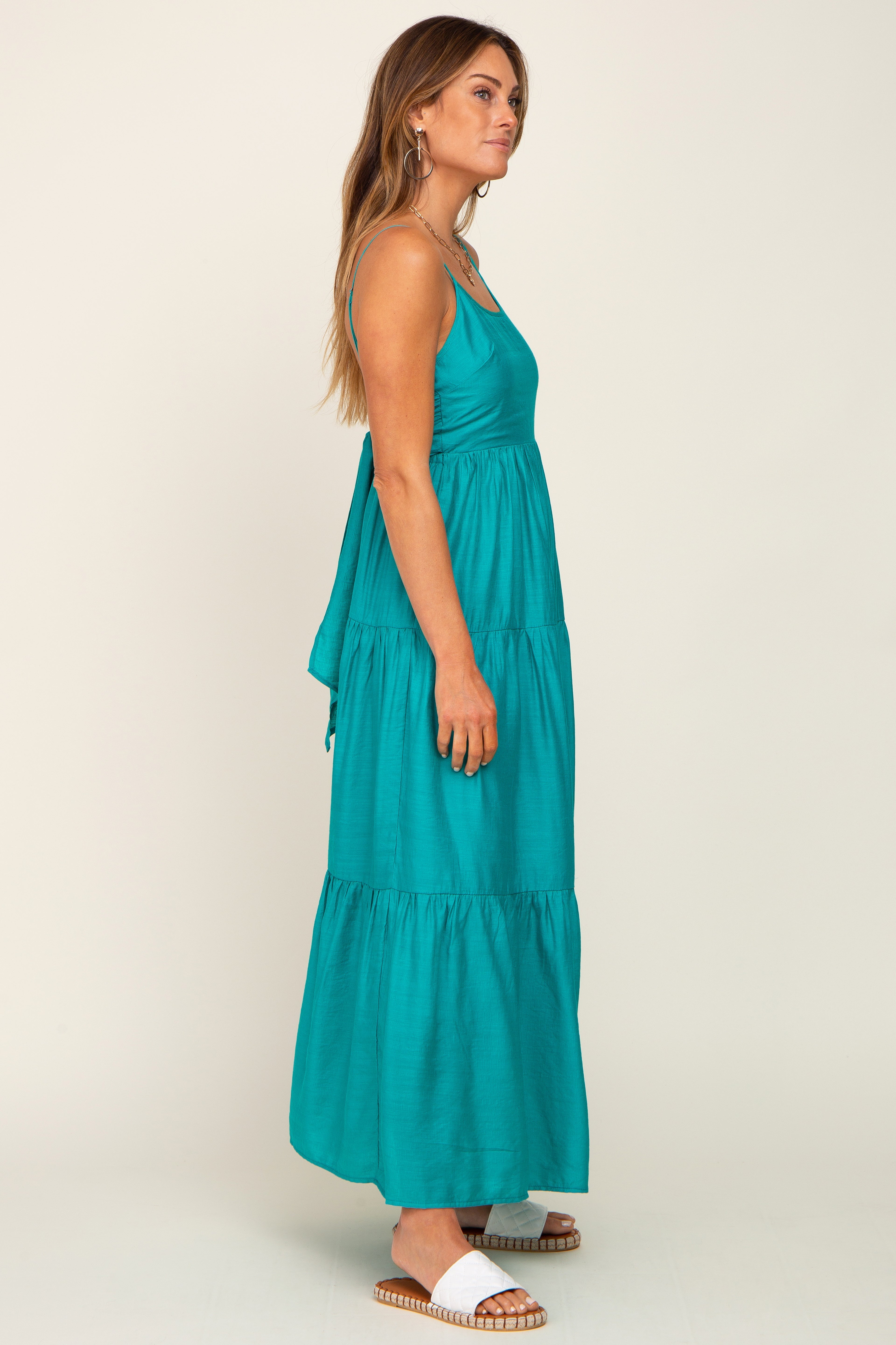Green Tiered Maxi Dress PinkBlush