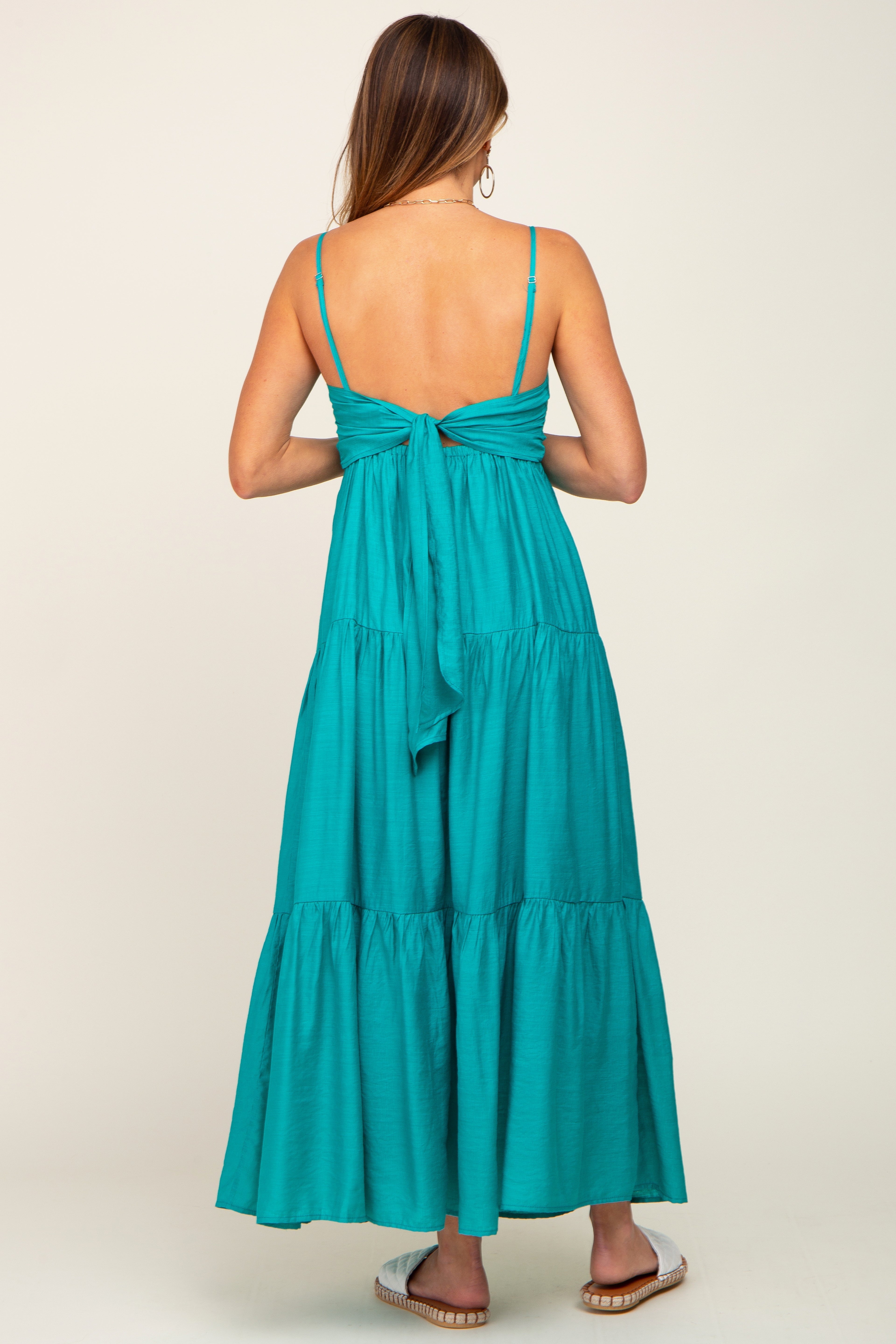 Green Tiered Maxi Dress PinkBlush