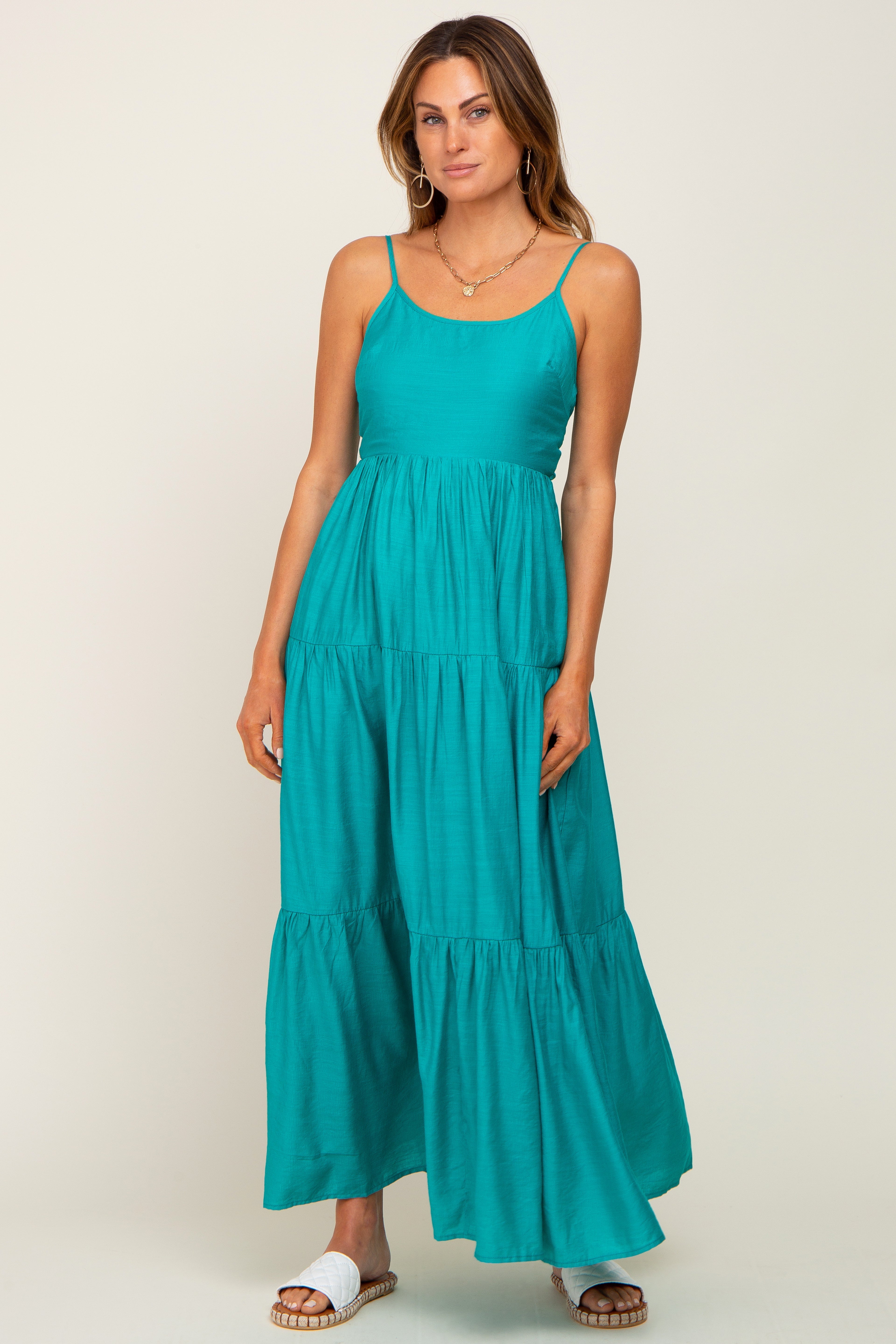 Green Tiered Maxi Dress PinkBlush