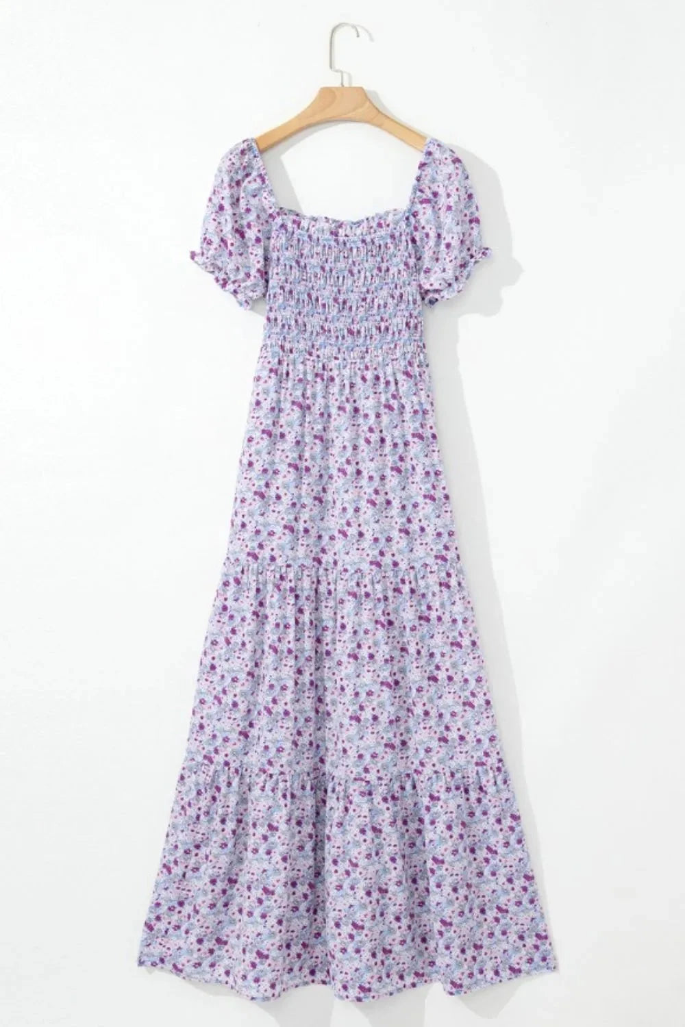 Tiered Floral Shirred High Waist Maxi Dress Simply Love