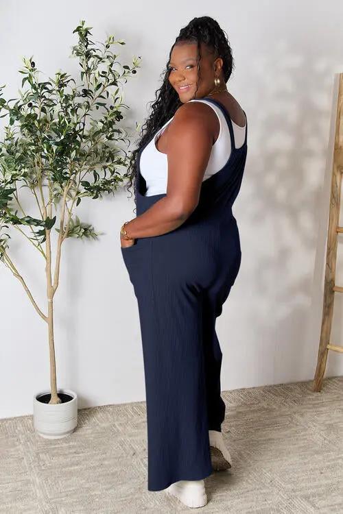 Double Take Full Size Wide Strap Overall with Pockets - Love Salve