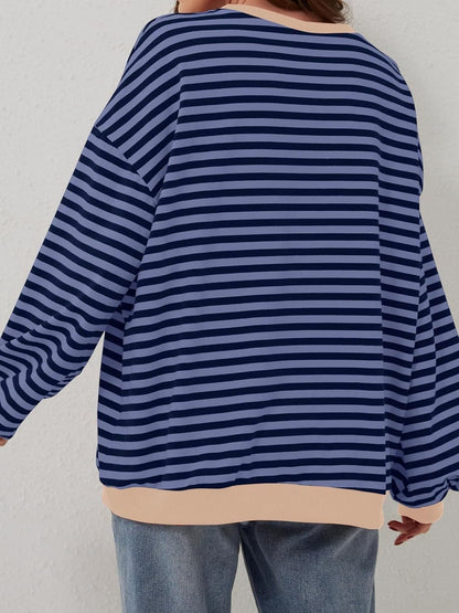 Contrast Striped Long Sleeve Sweatshirt.