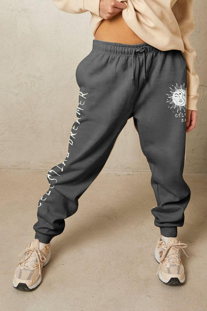 Simply Love Full Size CELESTIAL DREAMER Graphic Sweatpants.