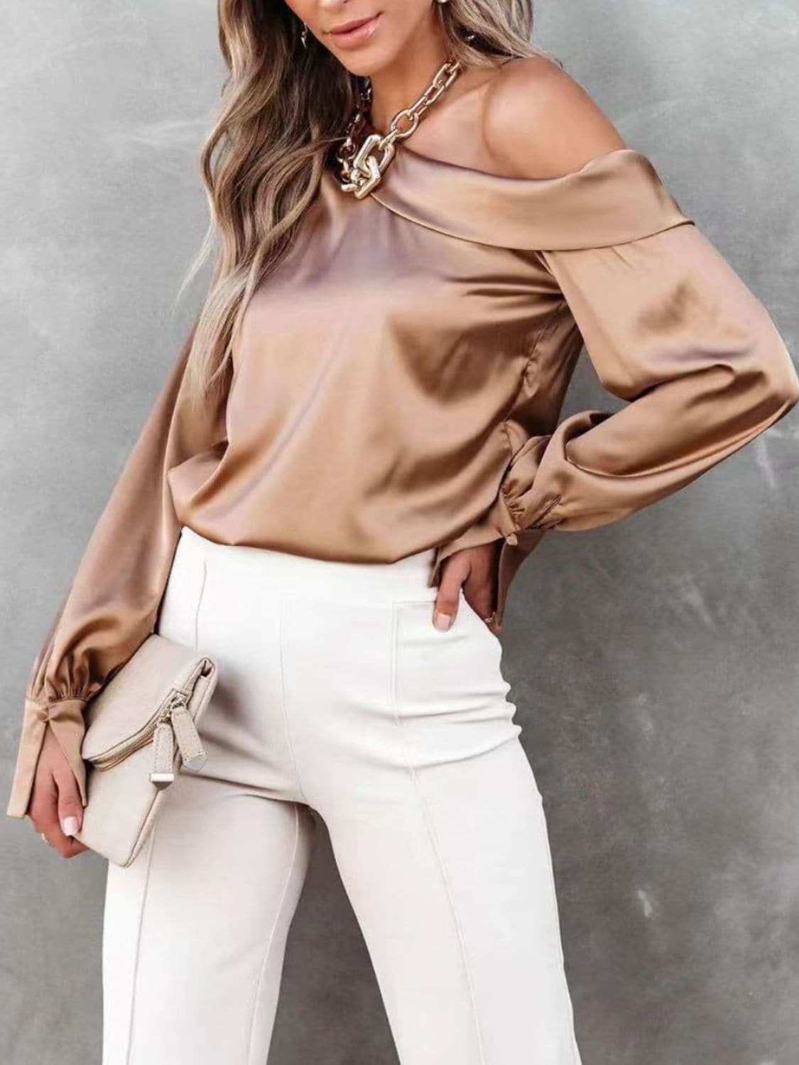 Chic asymmetrical long sleeve top