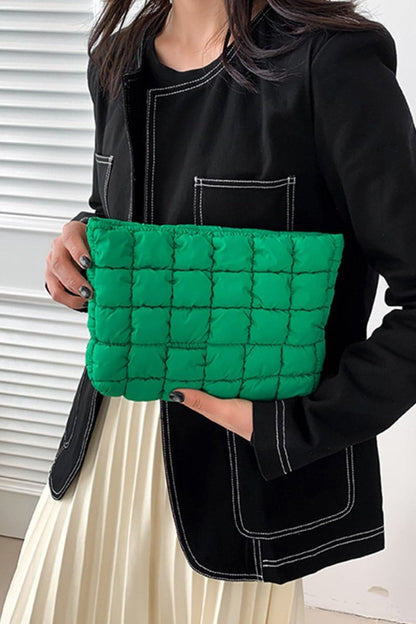 Zenana Quilted Puffy Pouch Clutch Bag.