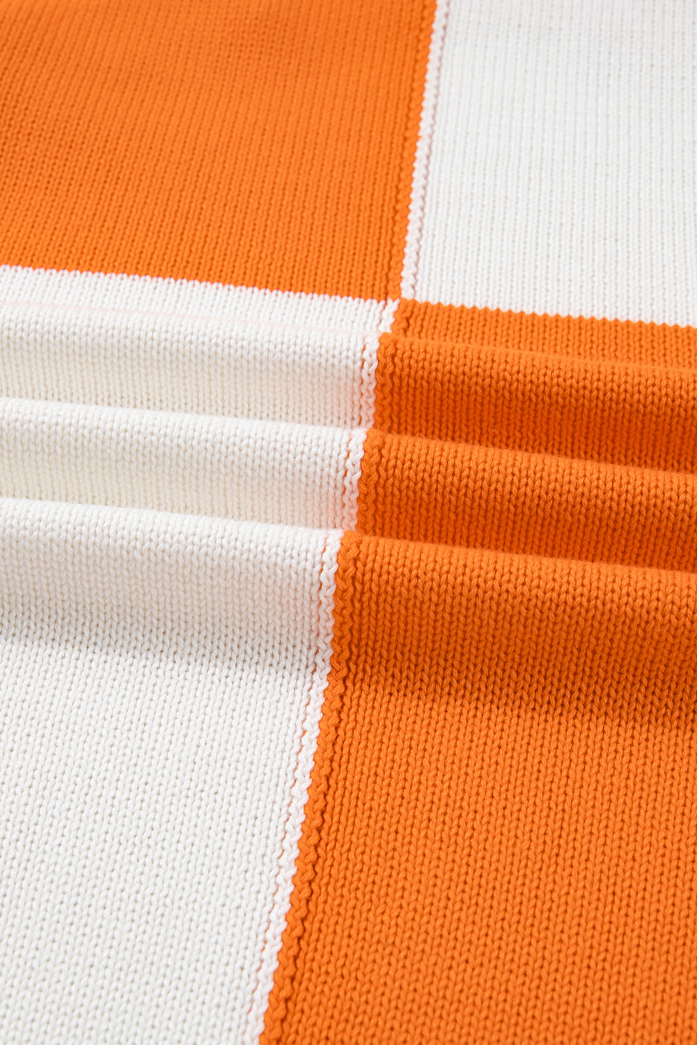 Orange Checkered Bubble Sleeve Drop Shoulder Open Cardigan Dear-Lover Dropshipping