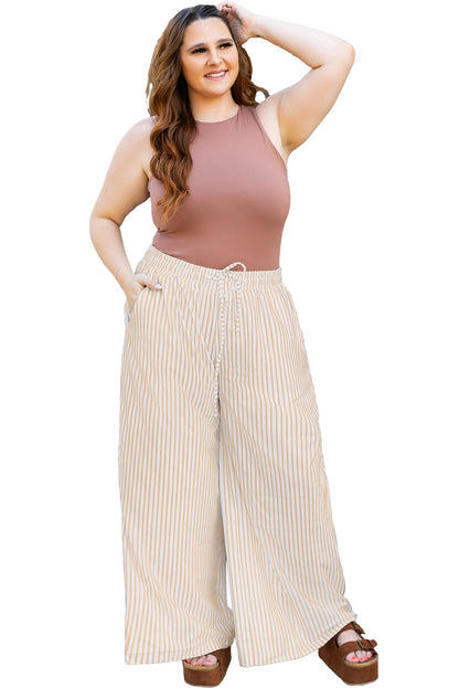 Chic khaki plus-size wide-leg pants