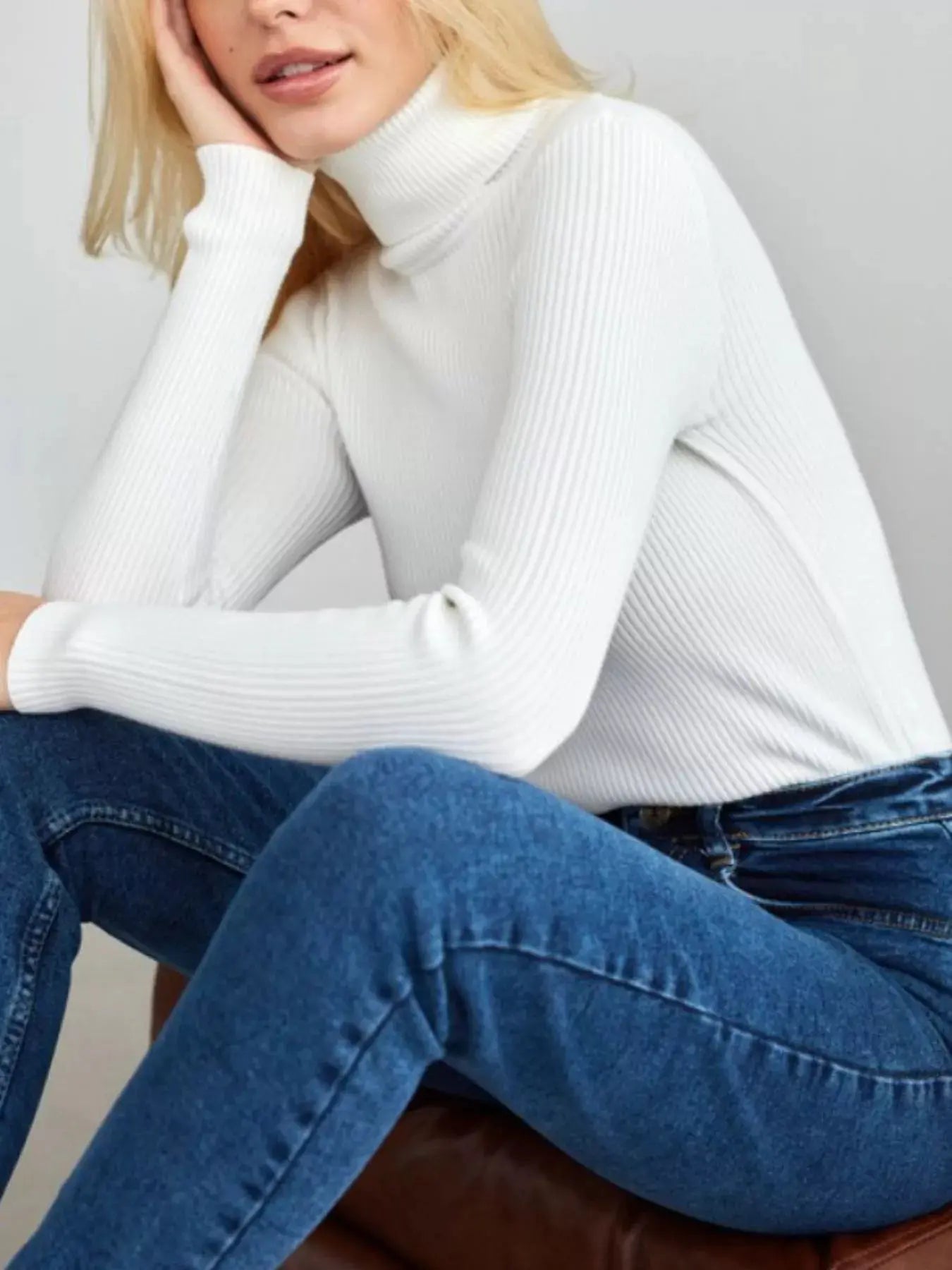 Full Size Ribbed Knit Turtleneck Sweater Plus Size Simply Love