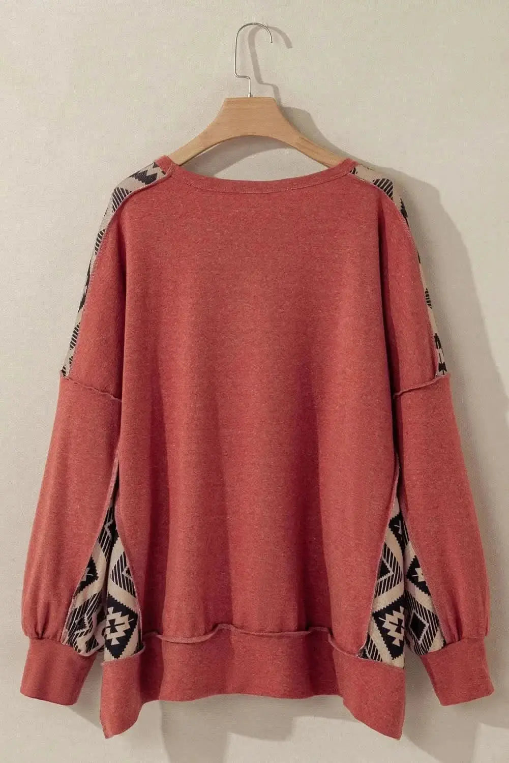 Plus Size Geometric Round Neck Long Sleeve Sweatshirt - Love Salve 