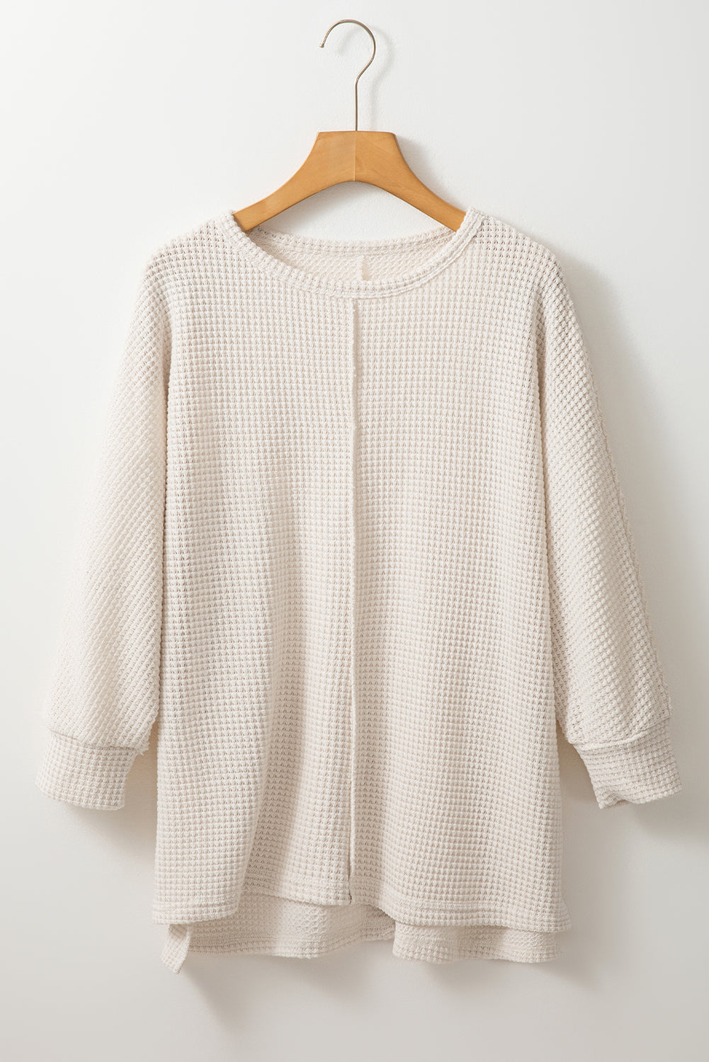 Apricot batwing sleeve oversized waffle knit top