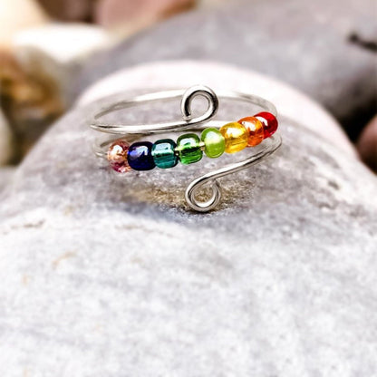 925 Sterling Silver Bead Wrap Ring.