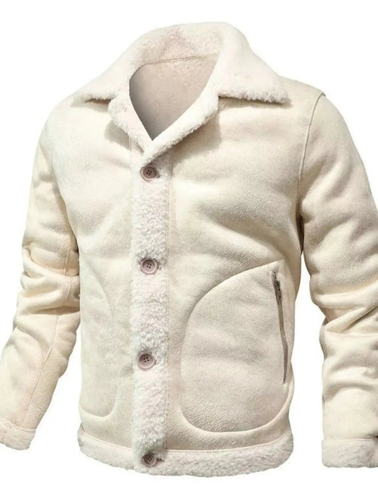 Men's Plus Size Shearling Lined Button Up Jacket With Pockets Warm Outerwear Simply Love